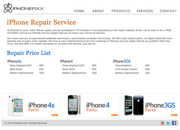 iPhoneFixx Website Design